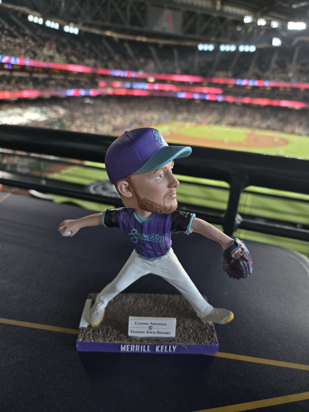 BRAND NEW Limited Edition Merrill Kelly Purple Baseball Player Bobblehead by